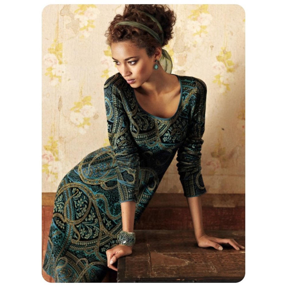 Peruvian Connection Kashmiri Paisley Sweater Dress sz S